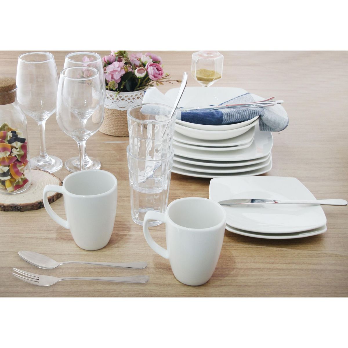 JUST HOME COLLECTION - Juego de vajillas Cerámica Blanco 36 Piezas