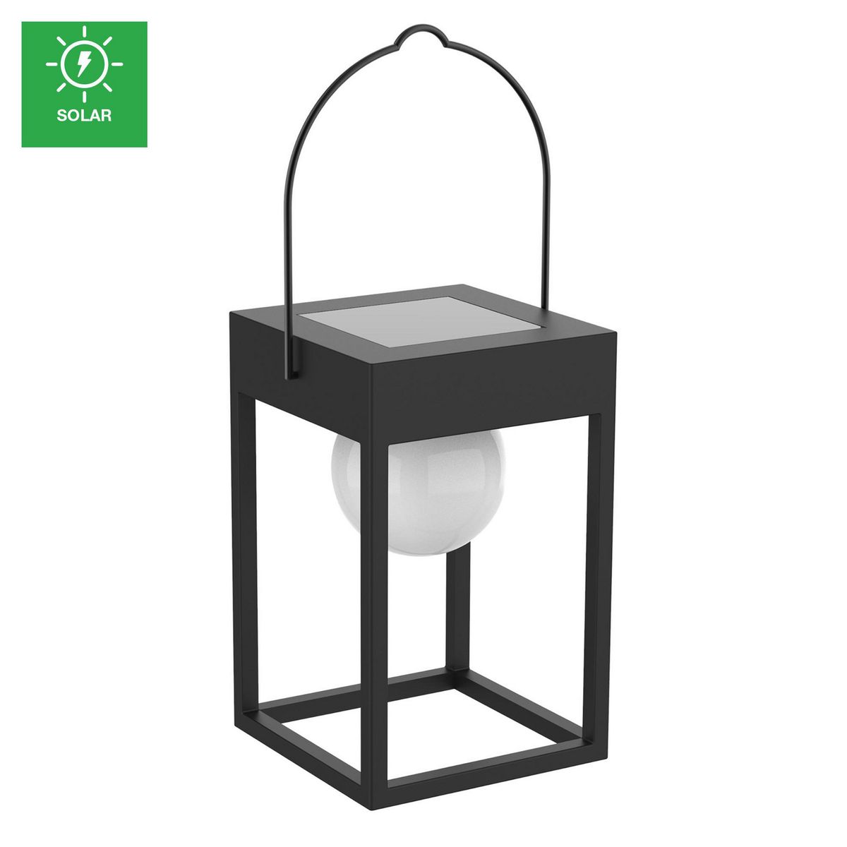 CASA BONITA - Farol Solar Plástico Negro Luz Cálida