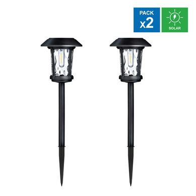 Pack X2 Estaca Solar Classic Negro Luz C�lida