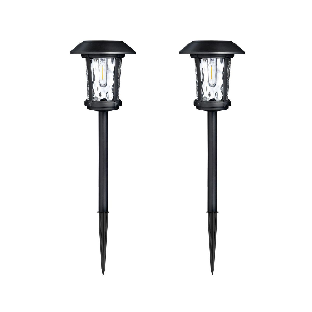 JUST HOME COLLECTION - Pack X2 Estaca Solar Classic Negro Luz Cálida