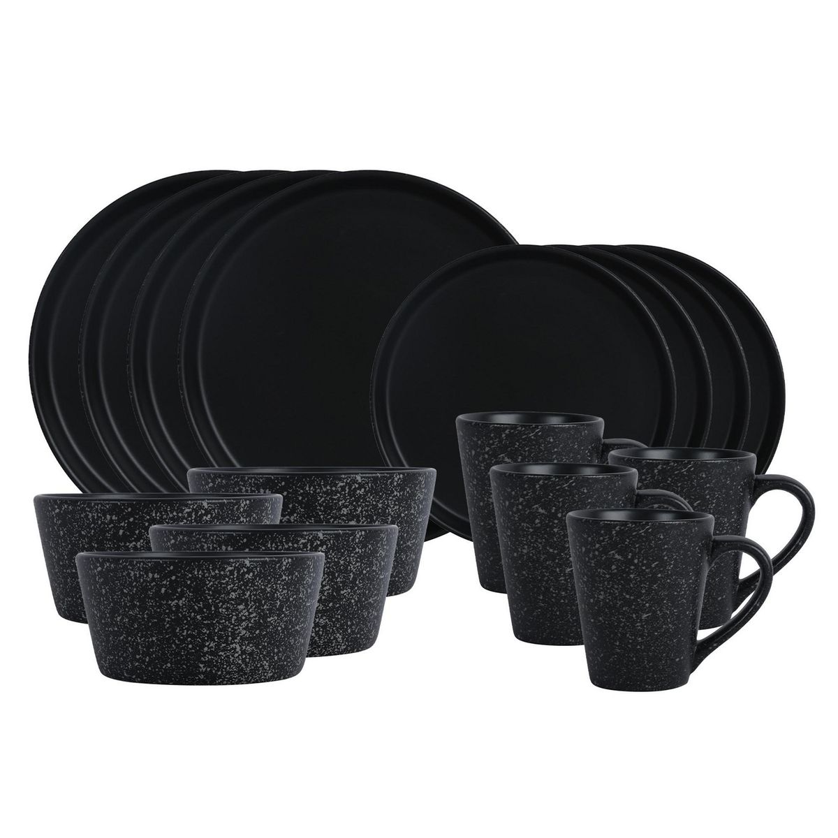 JUST HOME COLLECTION - Juego de vajillas Cerámica Negro 16 Piezas