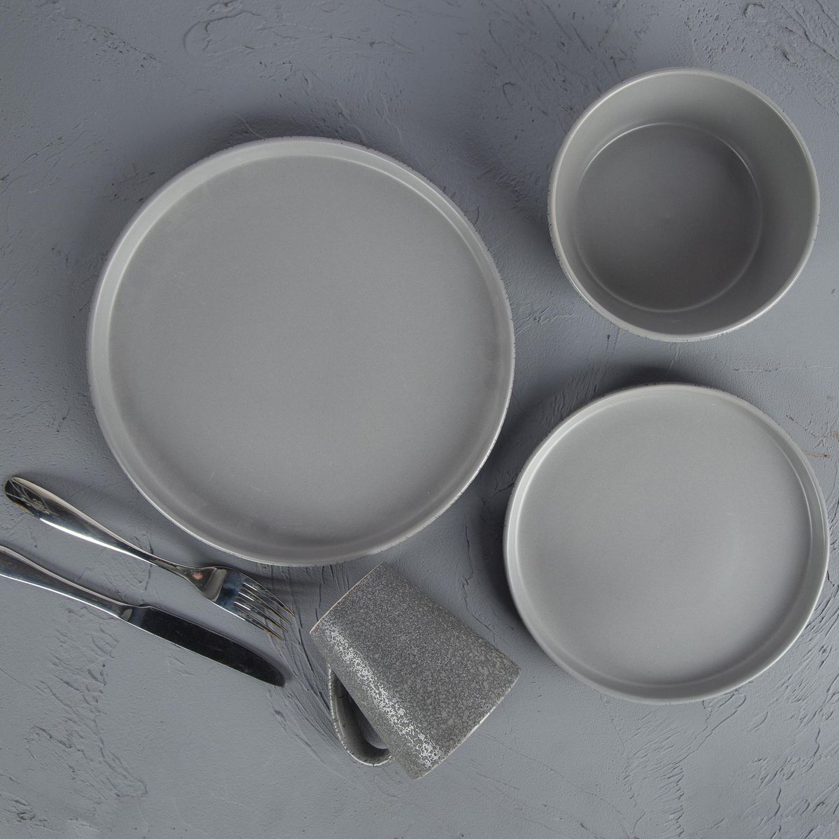 JUST HOME COLLECTION - Juego de vajillas Cerámica Gris 16 Piezas