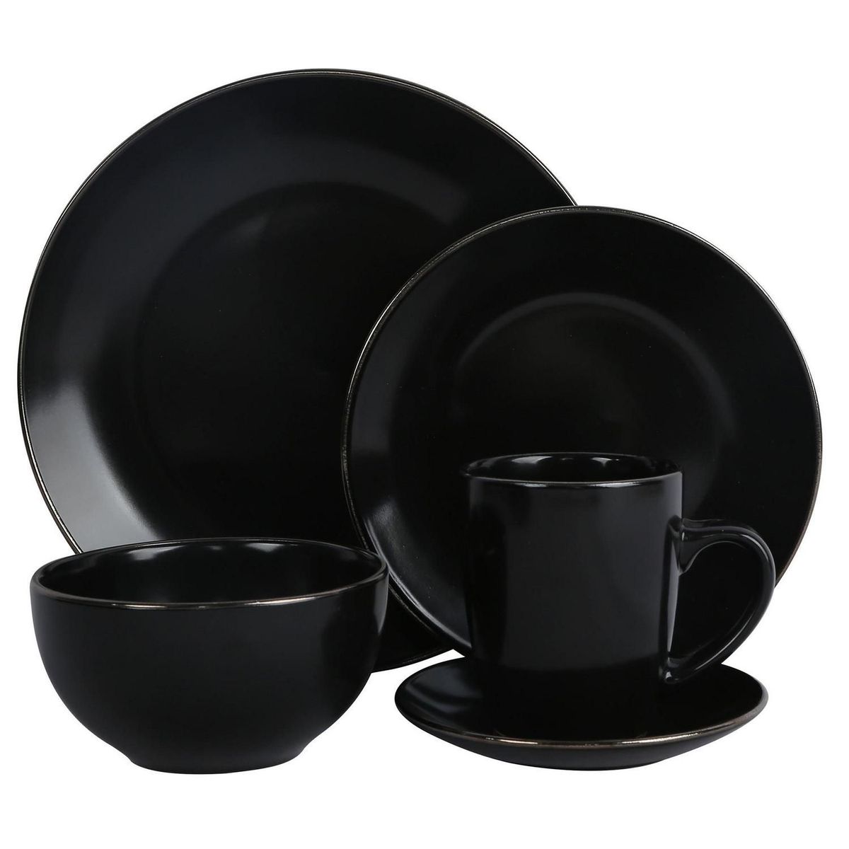 JUST HOME COLLECTION - Juego de vajillas Cerámica Negro 16 Piezas