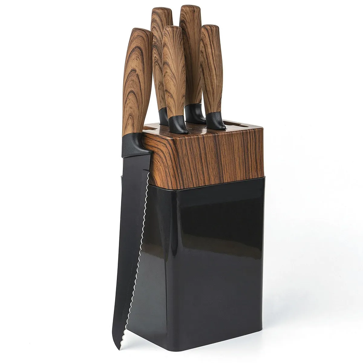 JUST HOME COLLECTION - Set x 6 Piezas Cuchillos + Taco de Madera