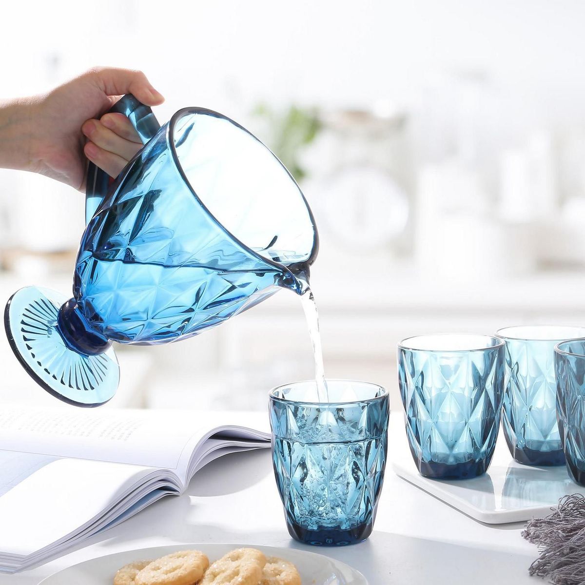 JUST HOME COLLECTION - Set x 7 Vasos Diamante Azul