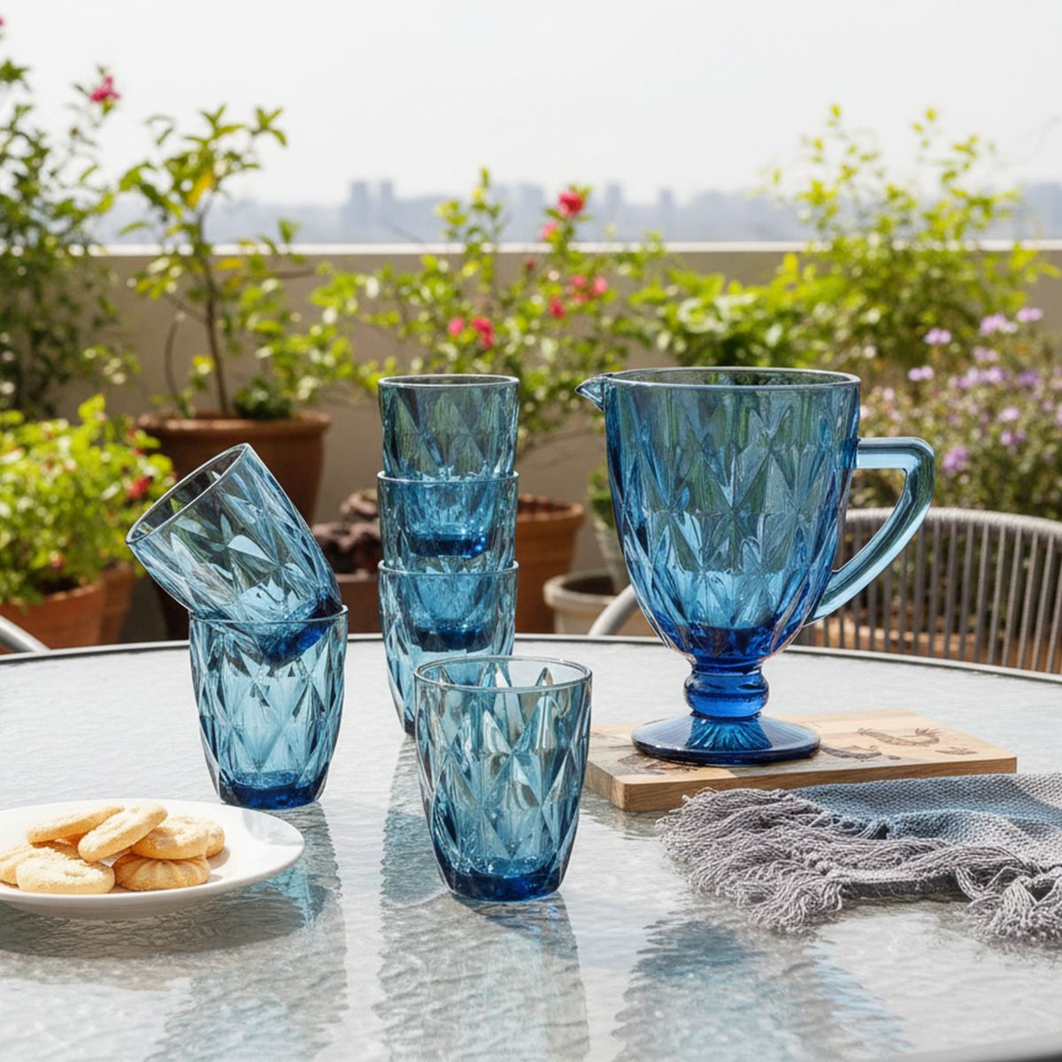 JUST HOME COLLECTION - Set x 7 Vasos Diamante Azul