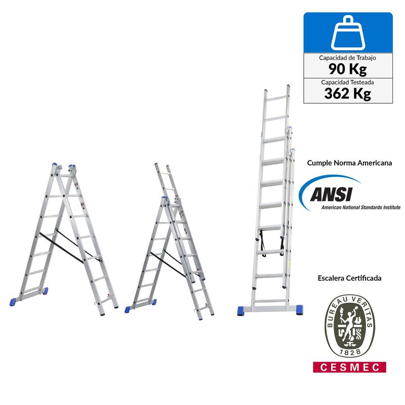 REDLINE - Escalera Combinada 4,2m - 21 Pasos 150kg