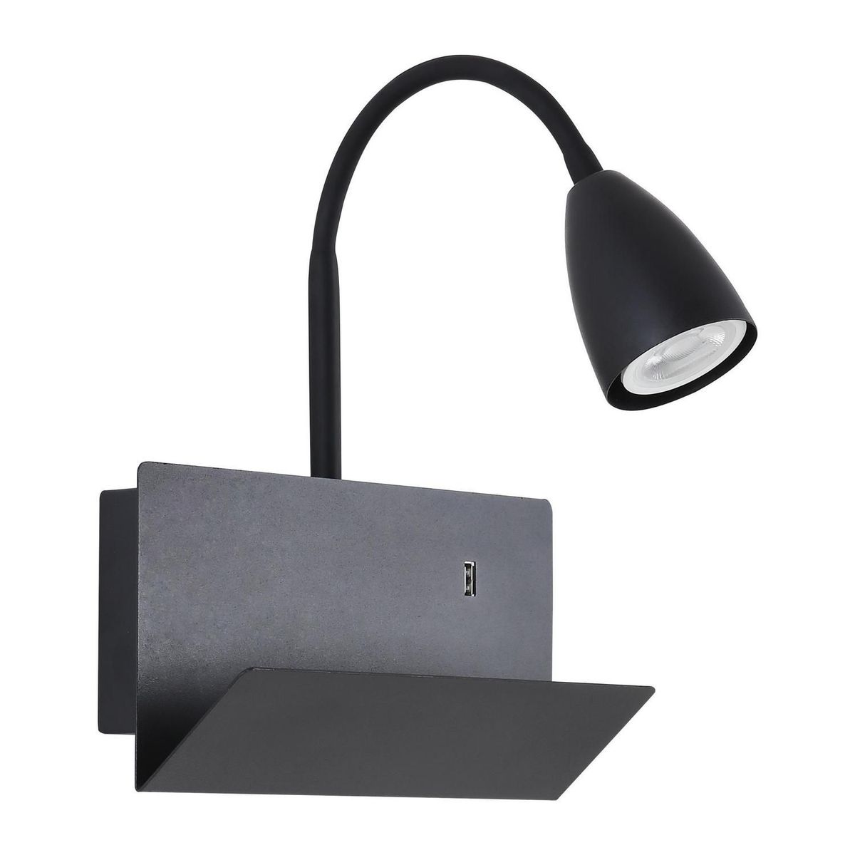 JUST HOME COLLECTION - Braquete de Pared Exterior Fedi USB Negro 1L GU10