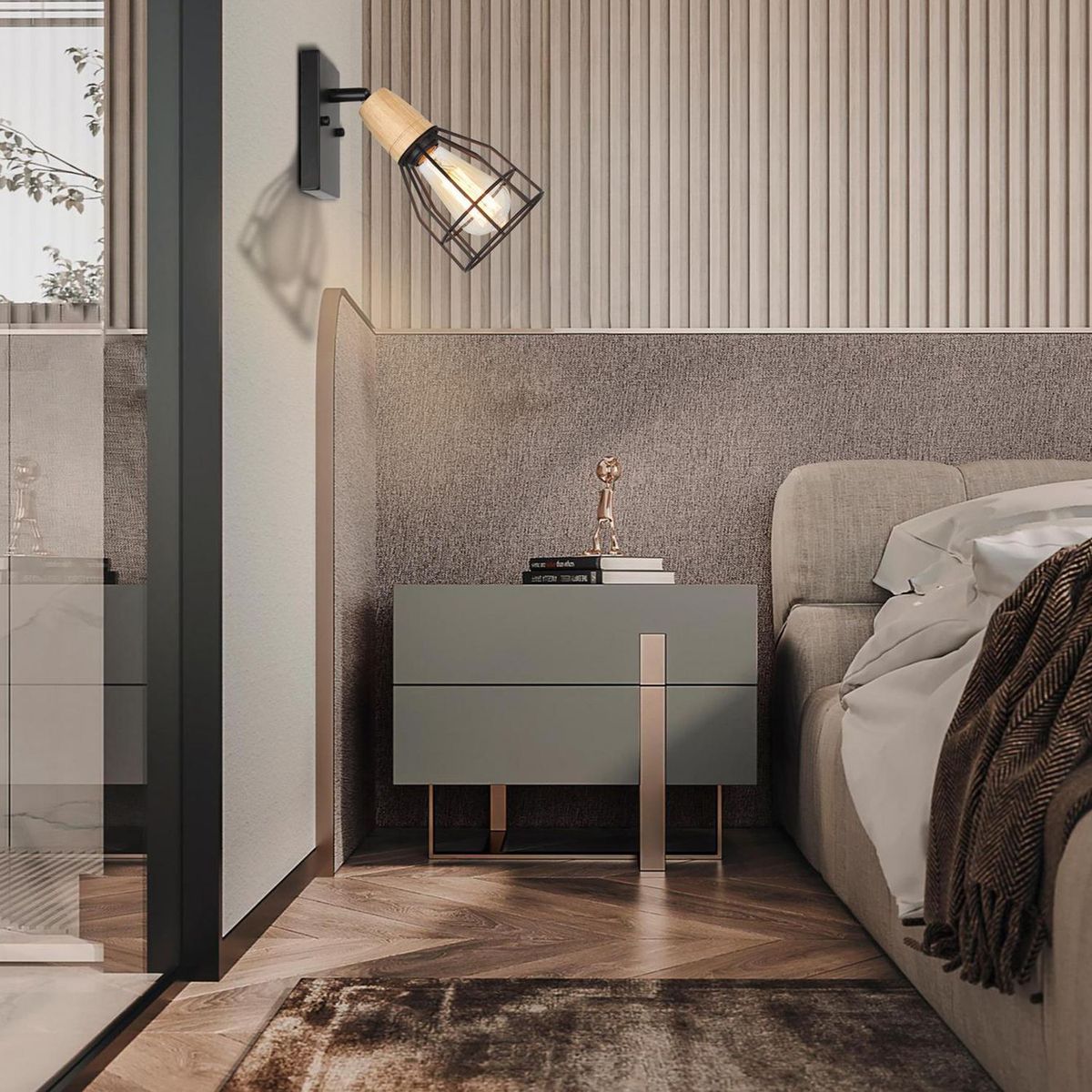 JUST HOME COLLECTION - Aplique Rejilla Negro Mate 1L E27