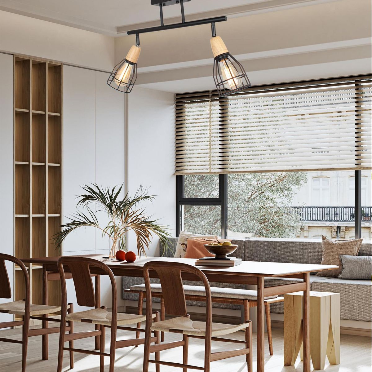 JUST HOME COLLECTION - Lámpara de techo 2L E26 Negro Mate