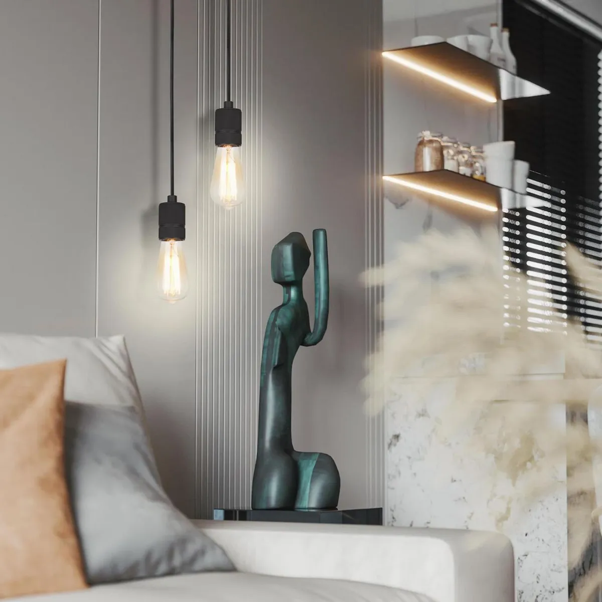 JUST HOME COLLECTION - Lámpara Colgante Capy Negro 1L E27