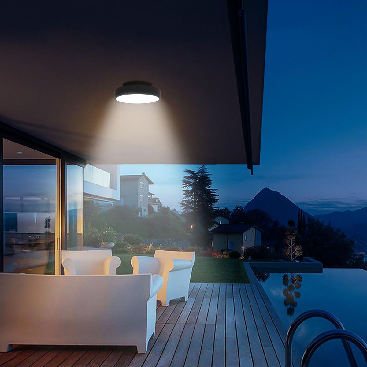 JUST HOME COLLECTION - Plafón Exterior Lumus 1L E27 IP44 Negro