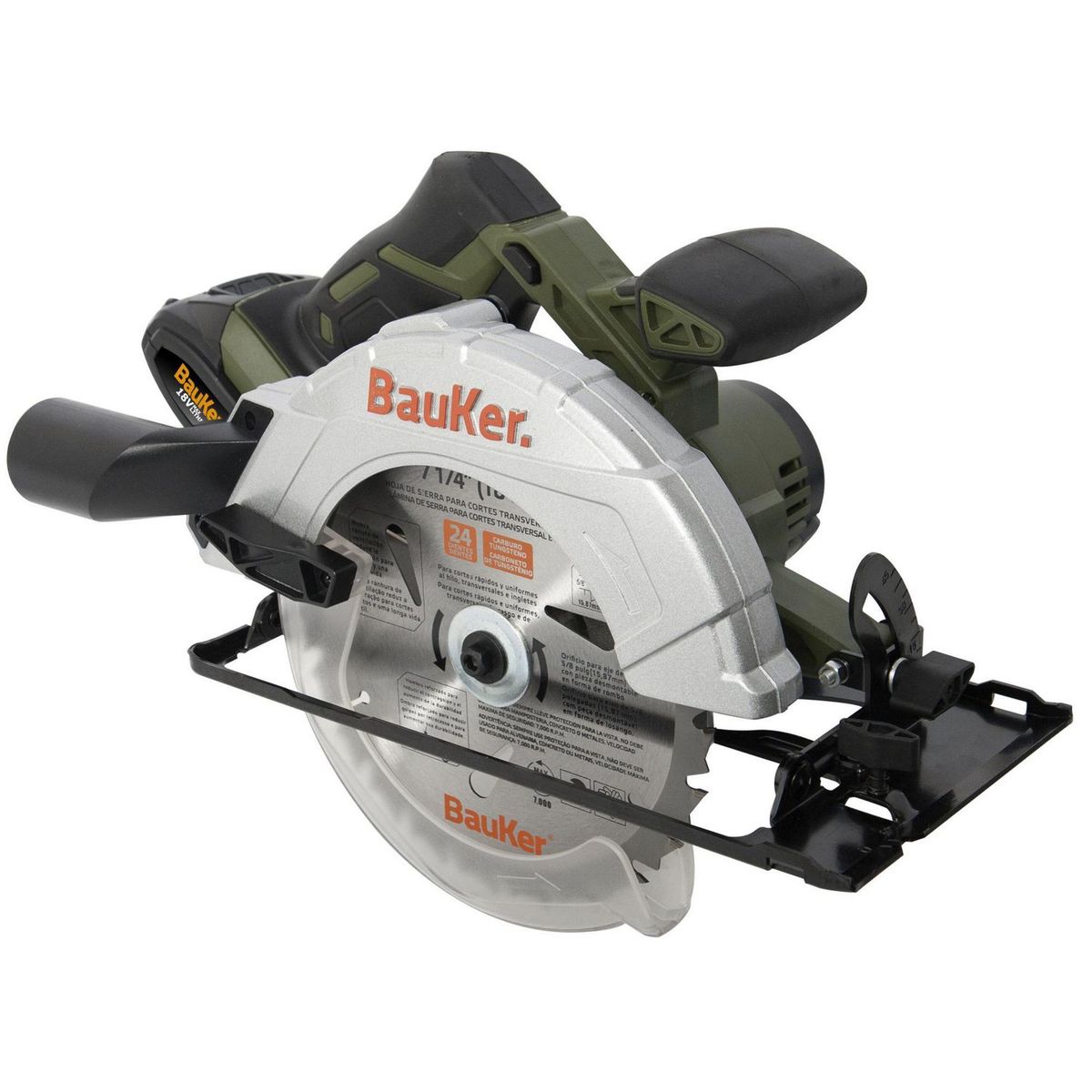 BAUKER - Combo Carpintero Inalámbrico Taladro percutor Bauker ½ 18V + Sierra Circular Bauker 7 ¼ 18v + Sierra Caladora Bauker 18v + Maletín + Cargador + Batería Bauker