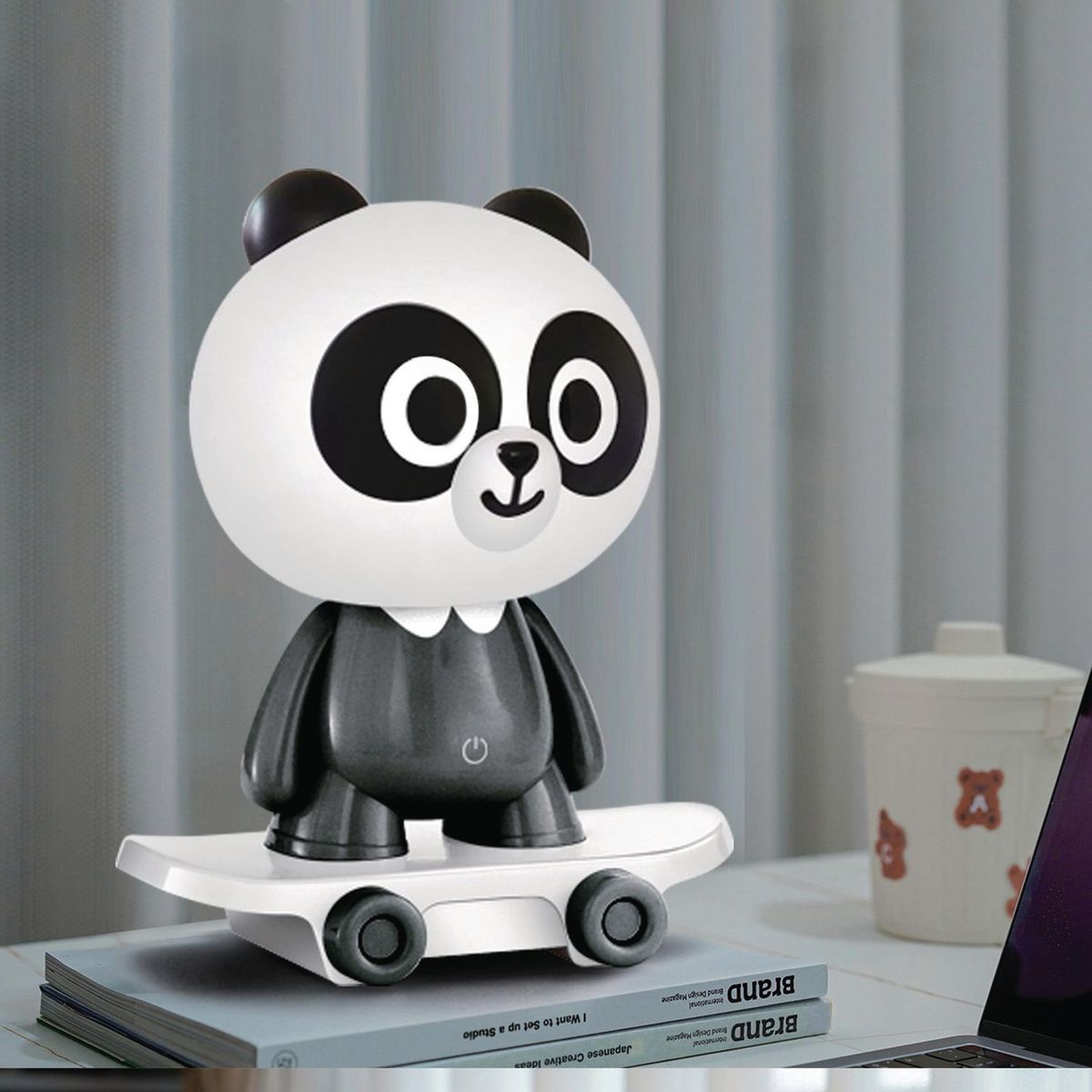 JUST HOME COLLECTION - Lámpara de Escritorio USB Panda BS66008B Negro 2.5 W 16x25 cm