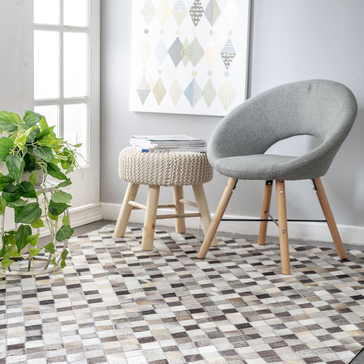 JUST HOME COLLECTION - Banco de madera tejido Beige 42x42