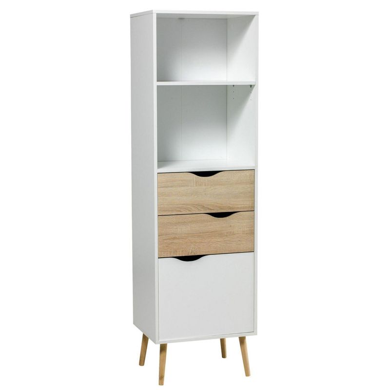 TVILUM - Estante Librero 2 Niveles Oslo Blanco/Roble