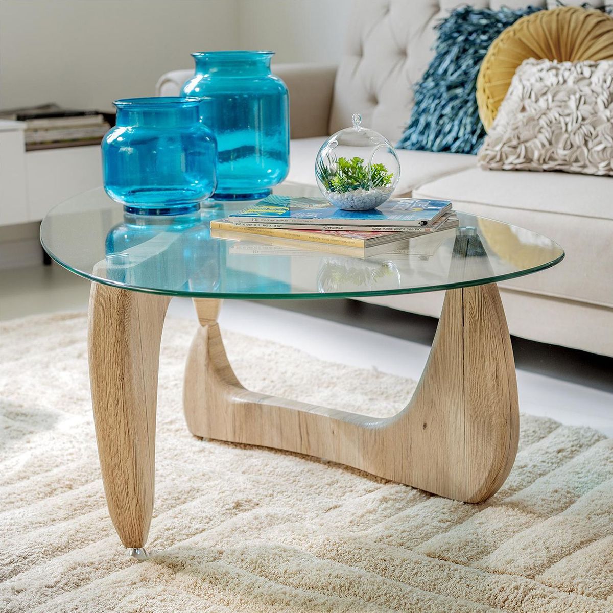 JUST HOME COLLECTION - Mesa Centro de vidrio Disk 120X70X46CM