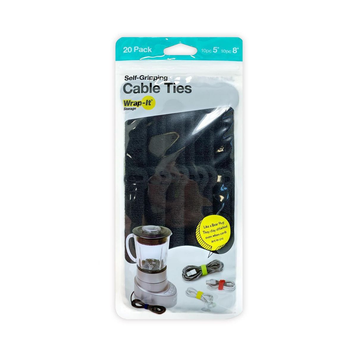 WRAP IT STORAGE - Amarracables Negros 20Un 5-8In