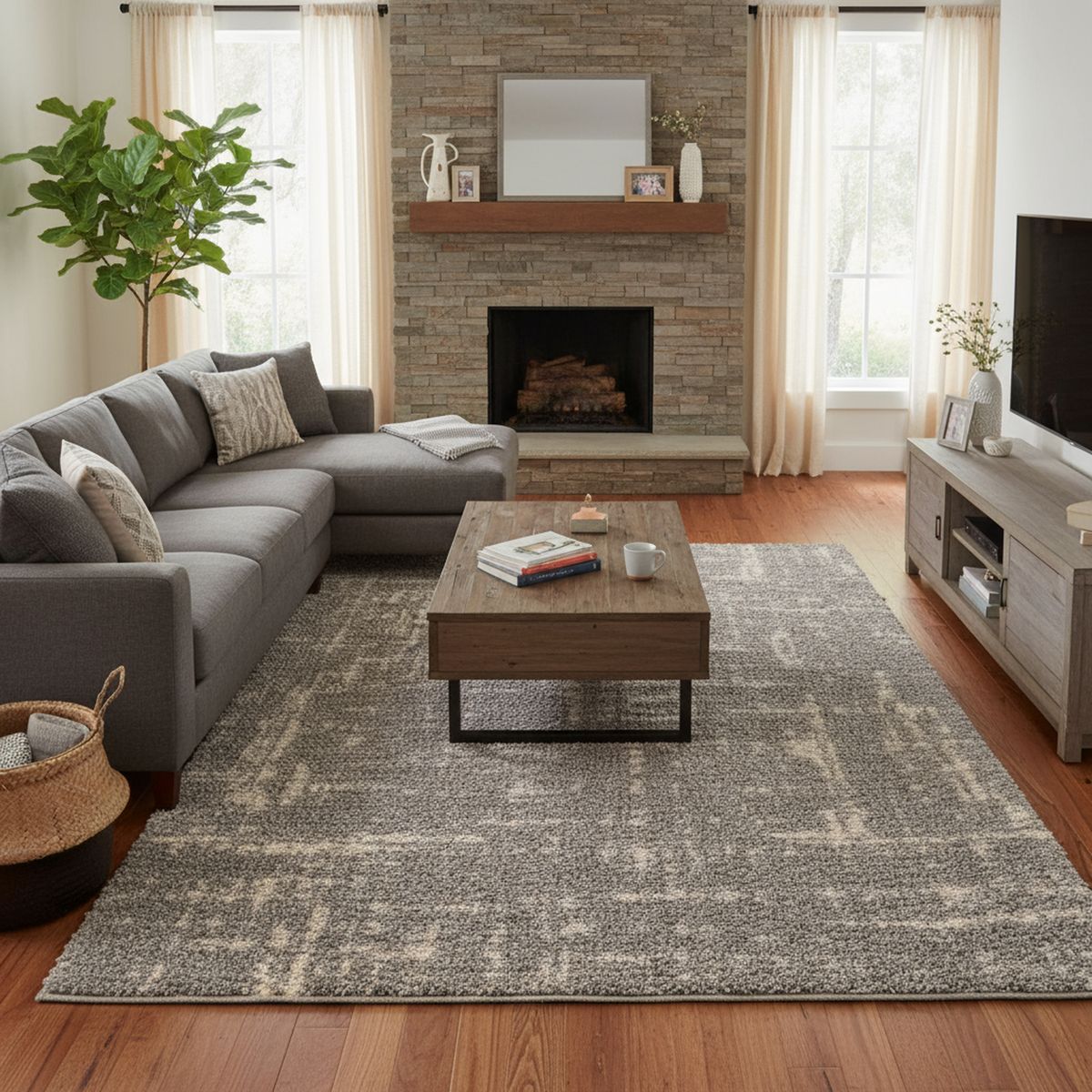 JUST HOME COLLECTION - Alfombra Rectangular Gris Gipsy Grille
