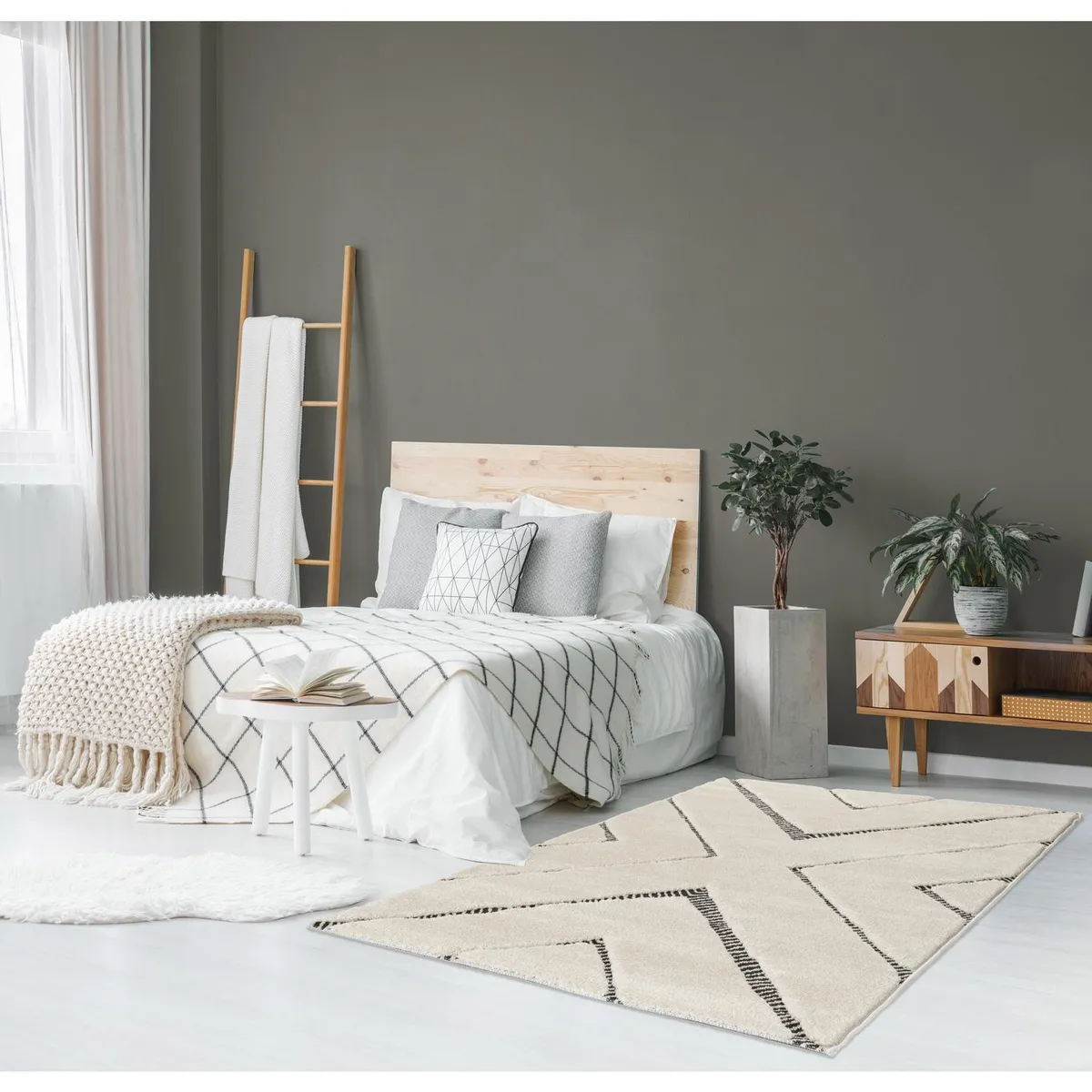 JUST HOME COLLECTION - Alfombra Rectangular Blanco/Gris Fara Tri