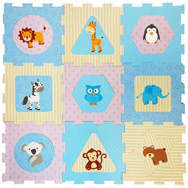 Alfombra Cuadrada EVA Animales 9 Piezas 88x88cm