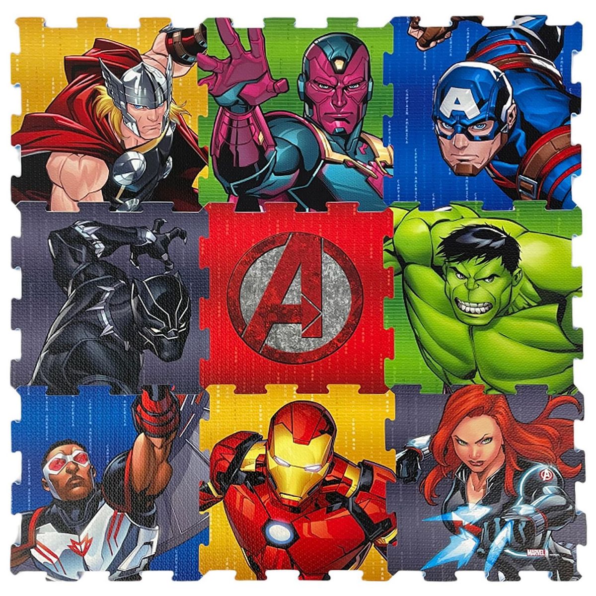 MARVEL - Piso De Goma Diseño Eva Marvel 30x30 cm 9Pzs