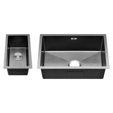 Lavaplatos Bajo Cubierta Negro 45x58cm + Lavacopas Inoxidable Negro 26x43cm