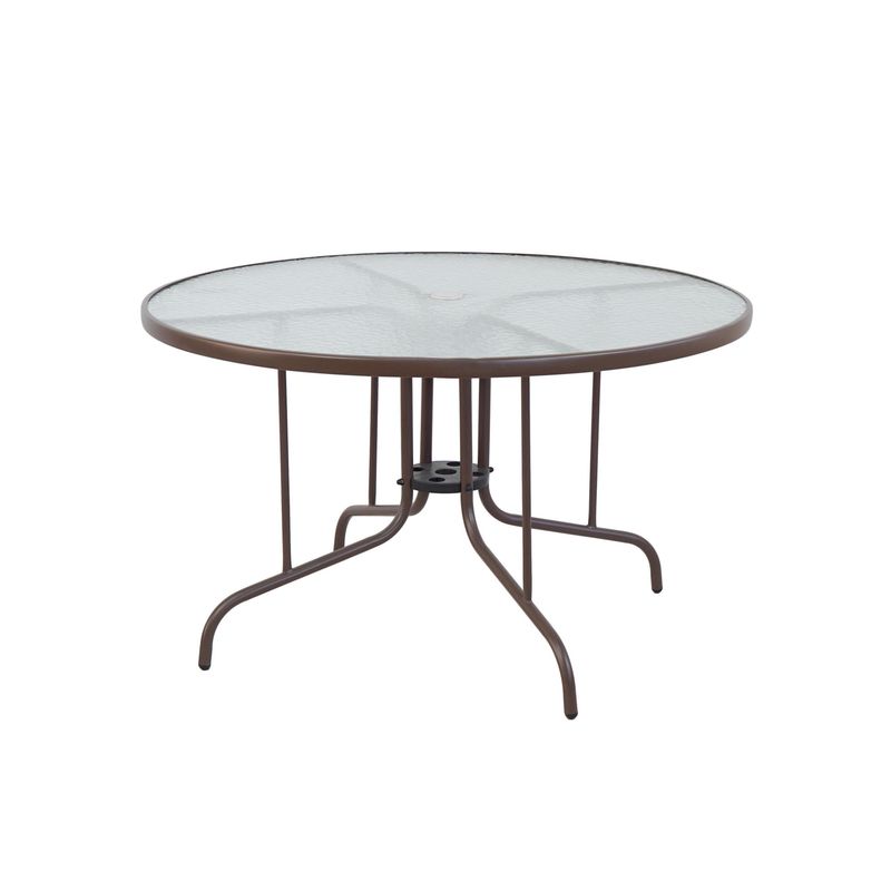 JUST HOME COLLECTION - Mesa de Terraza Redonda con Vidrio Café 120X120 CM