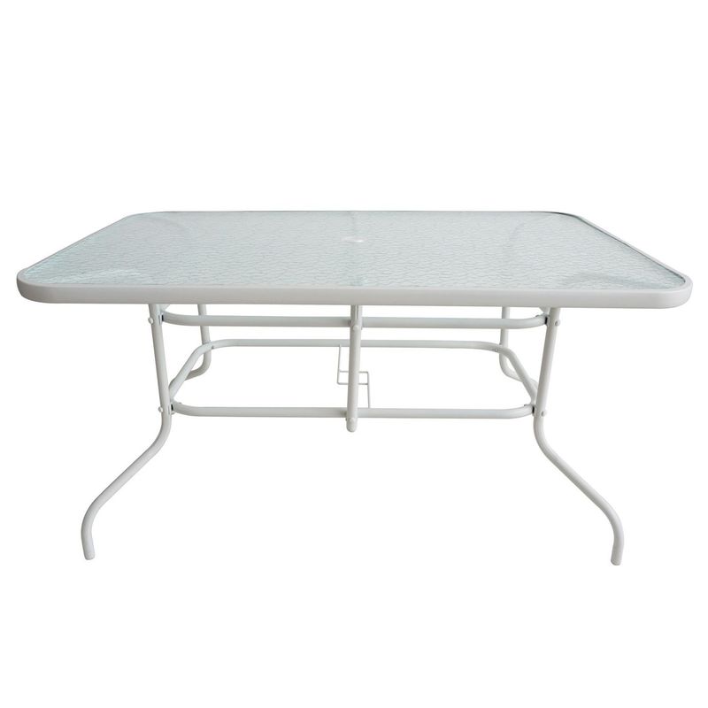 JUST HOME COLLECTION - Mesa de Terraza Rectangular con Vidrio Blanca 140X90CM
