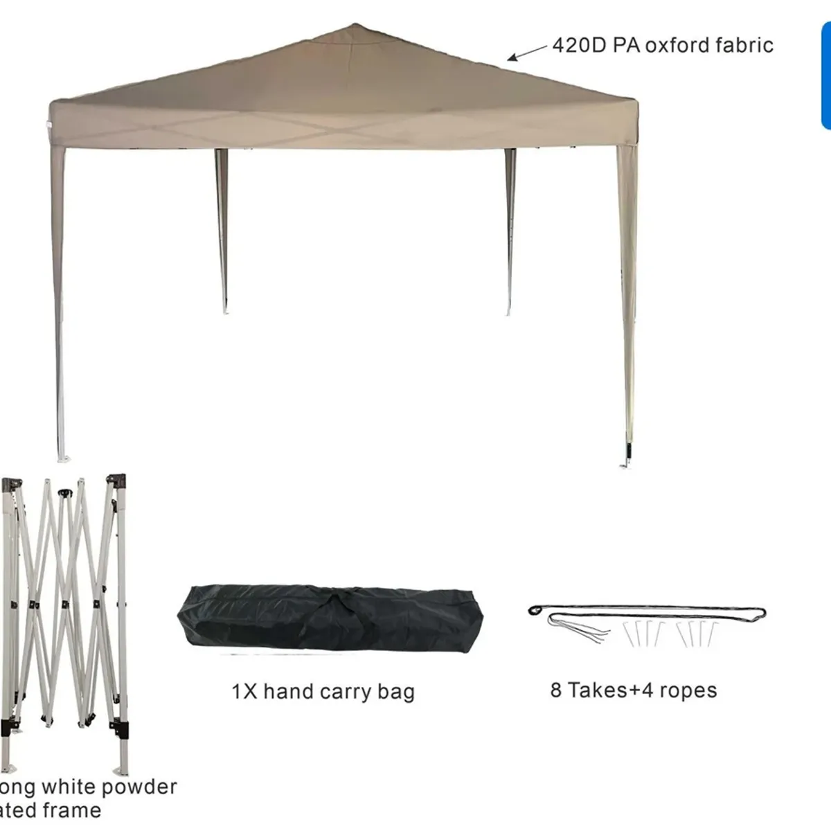 JUST HOME COLLECTION - Toldo Plegable 3x3m Protección UPF 50+ Taupe