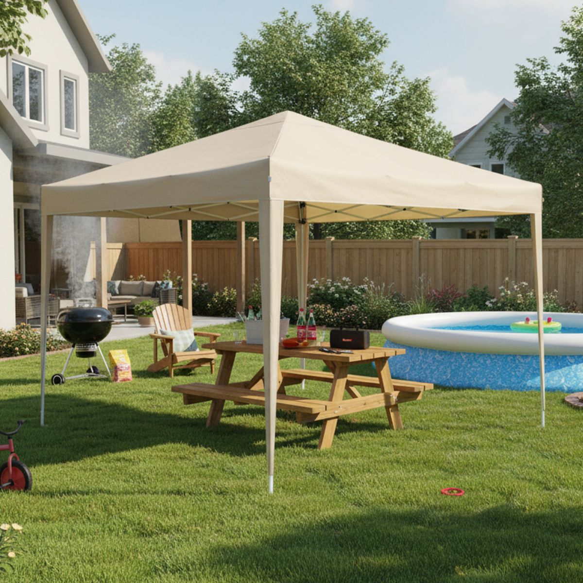JUST HOME COLLECTION - Toldo Plegable 3x3m Protección UPF 50+ Taupe