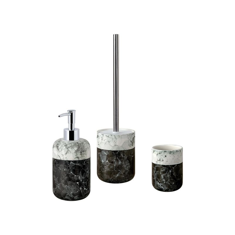 JUST HOME COLLECTION - Set de Baño 3 Piezas Dispensador de Jabón + Vaso + Escobilla Inodoro Marble