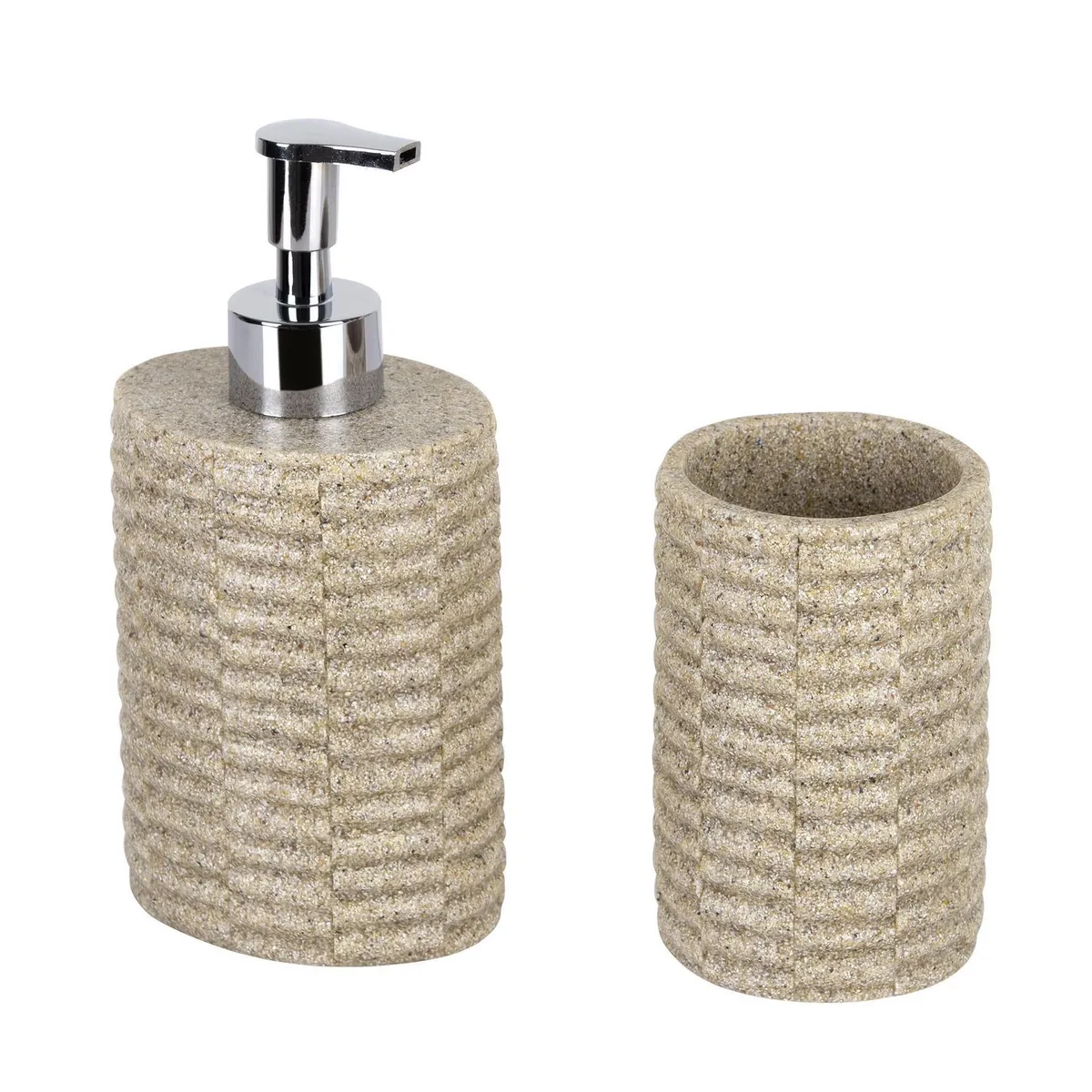 JUST HOME COLLECTION - Set de Baño 2 Piezas Dispensador de Jabón + Vaso Fusión