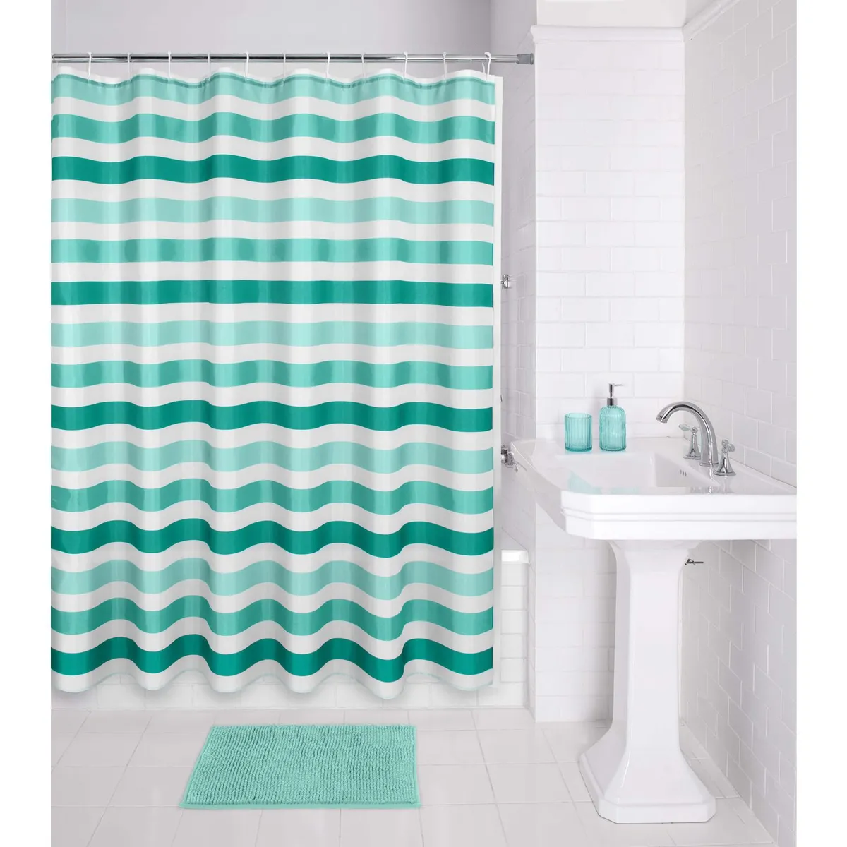 JUST HOME COLLECTION - Set de Baño 6 Piezas Franja Vidrio