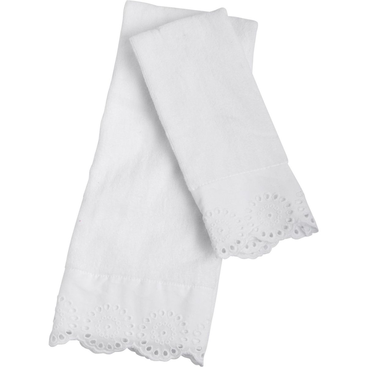 JUST HOME COLLECTION - Set 2 Toallas Con Blonda Blanca