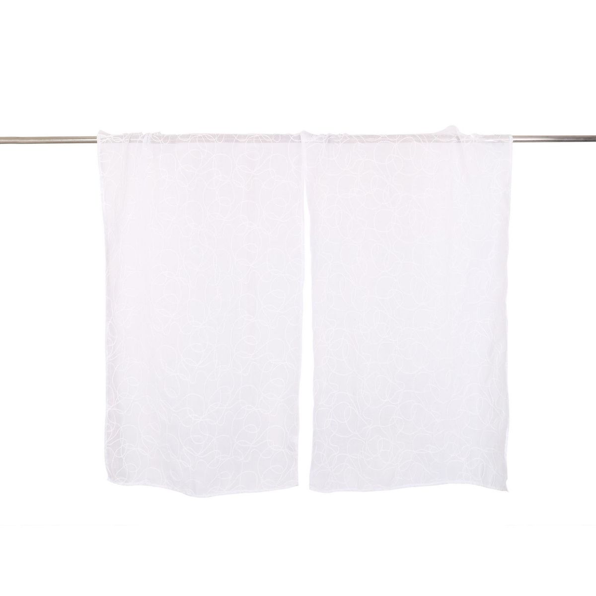 JUST HOME COLLECTION - Cortina de Cocina Set x3 Broderie 140x38cm Blanco