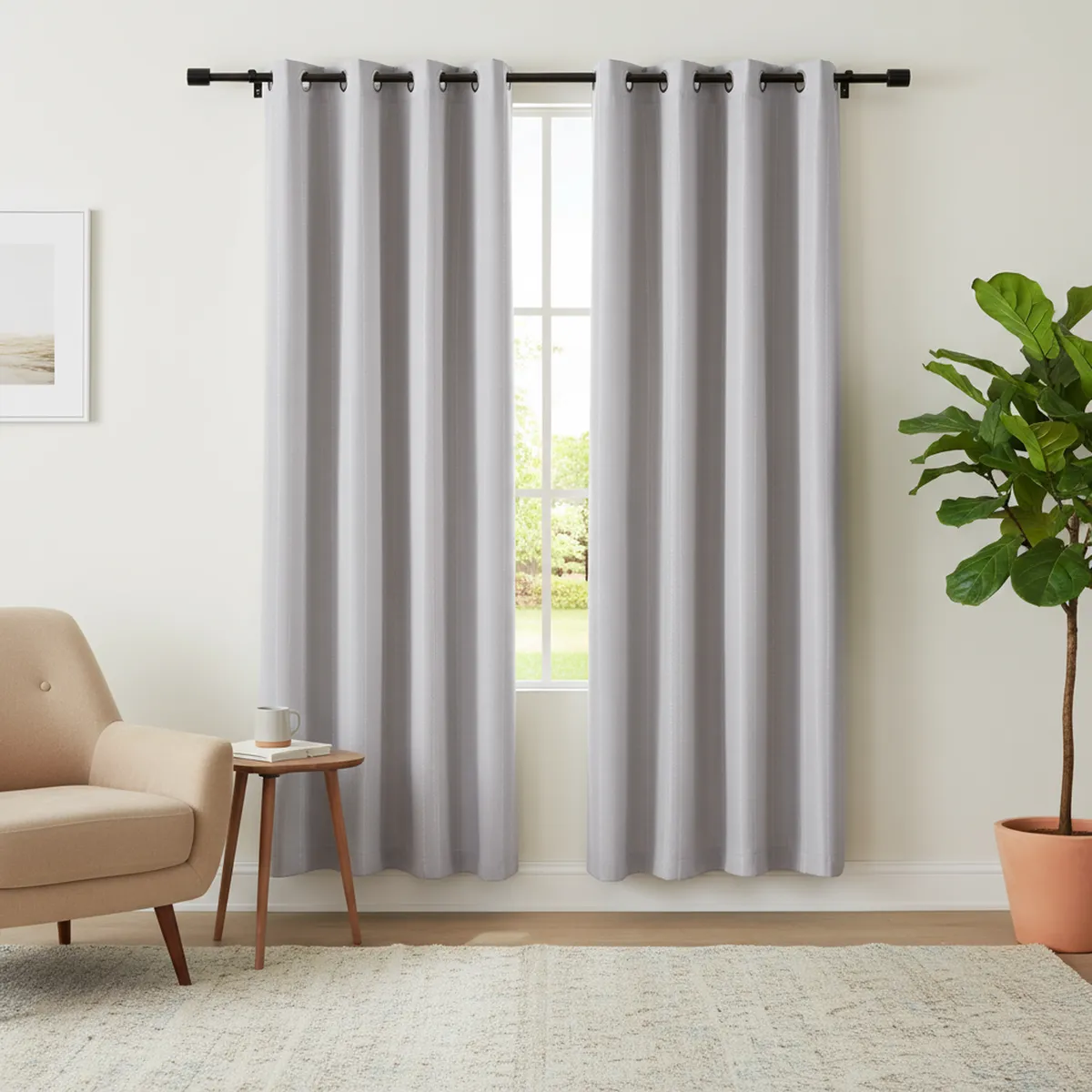 JUST HOME COLLECTION - Cortina de Tela Pespunte 140x220cm Crudo