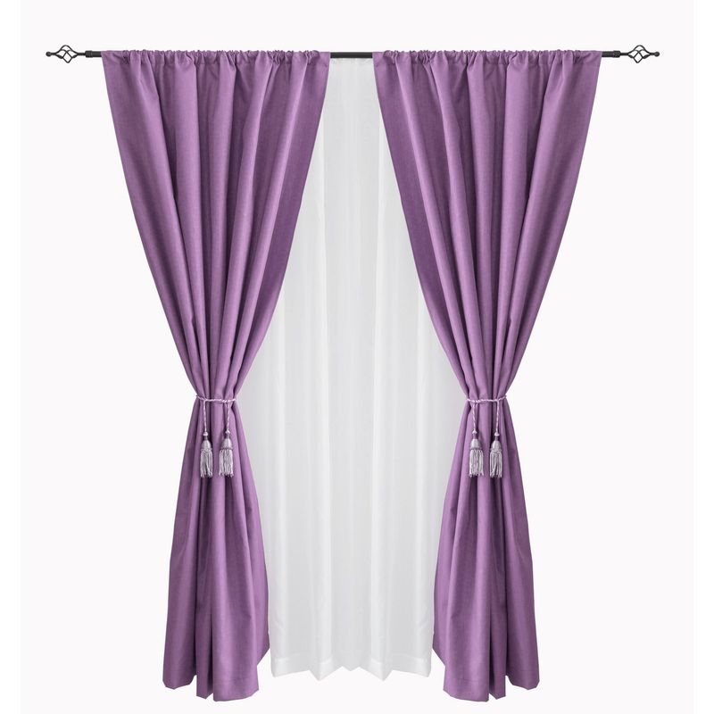 JUST HOME COLLECTION - Cortina de Tela y Velo 145x220cm Morado