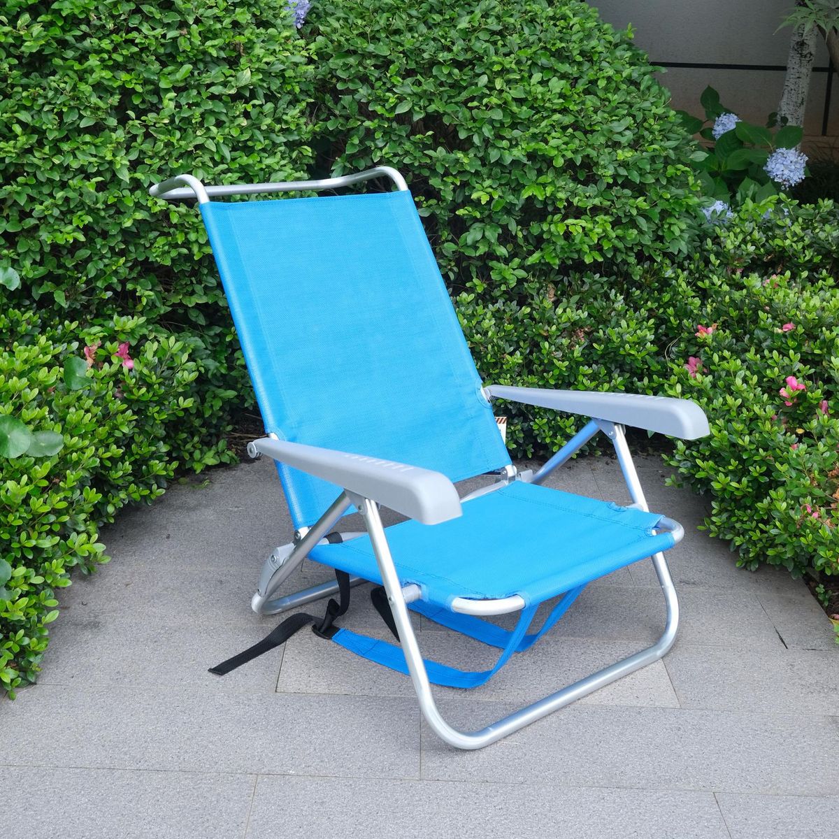KLIMBER - Silla de Playa Baja Aluminio Textil Azul