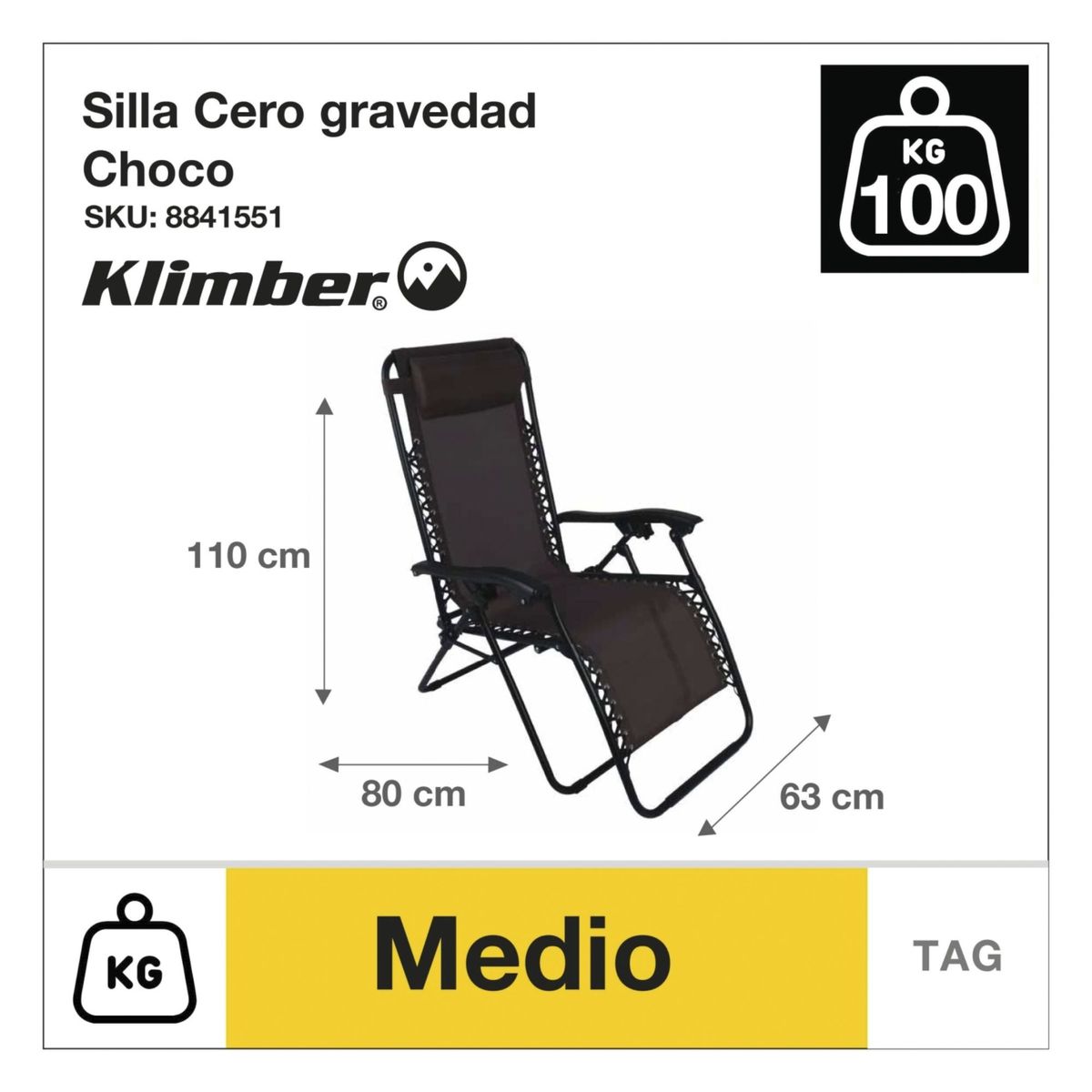 KLIMBER - Silla Plegable Cero Gravedad Chocolate