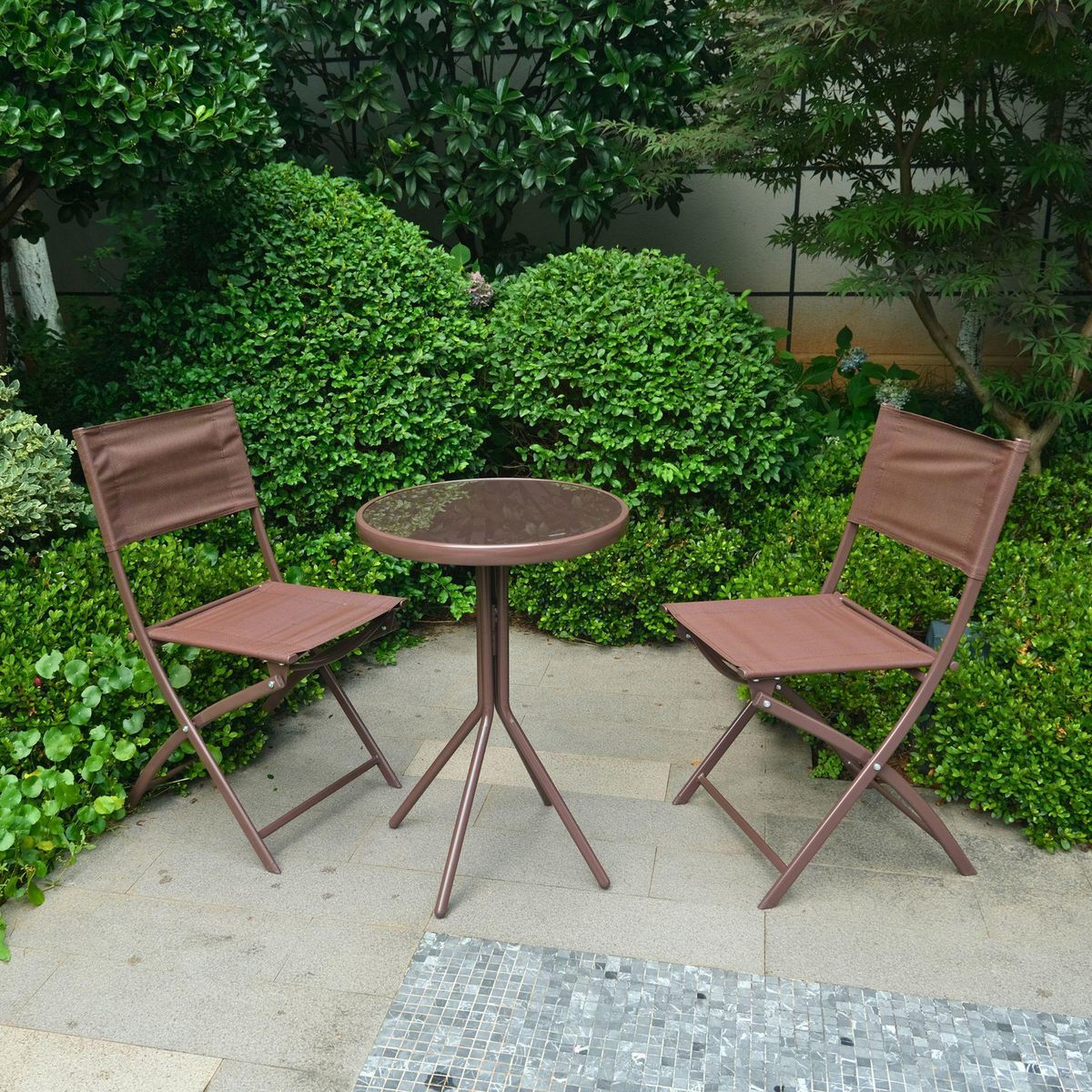 JUST HOME COLLECTION - Juego de Balcón 2 Personas Capuccino