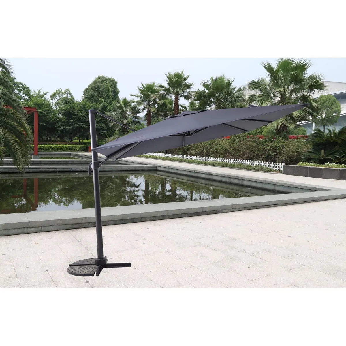 JUST HOME COLLECTION - Sombrilla para Terraza de Aluminio/Poliéster Gris Estilo - No incluye base