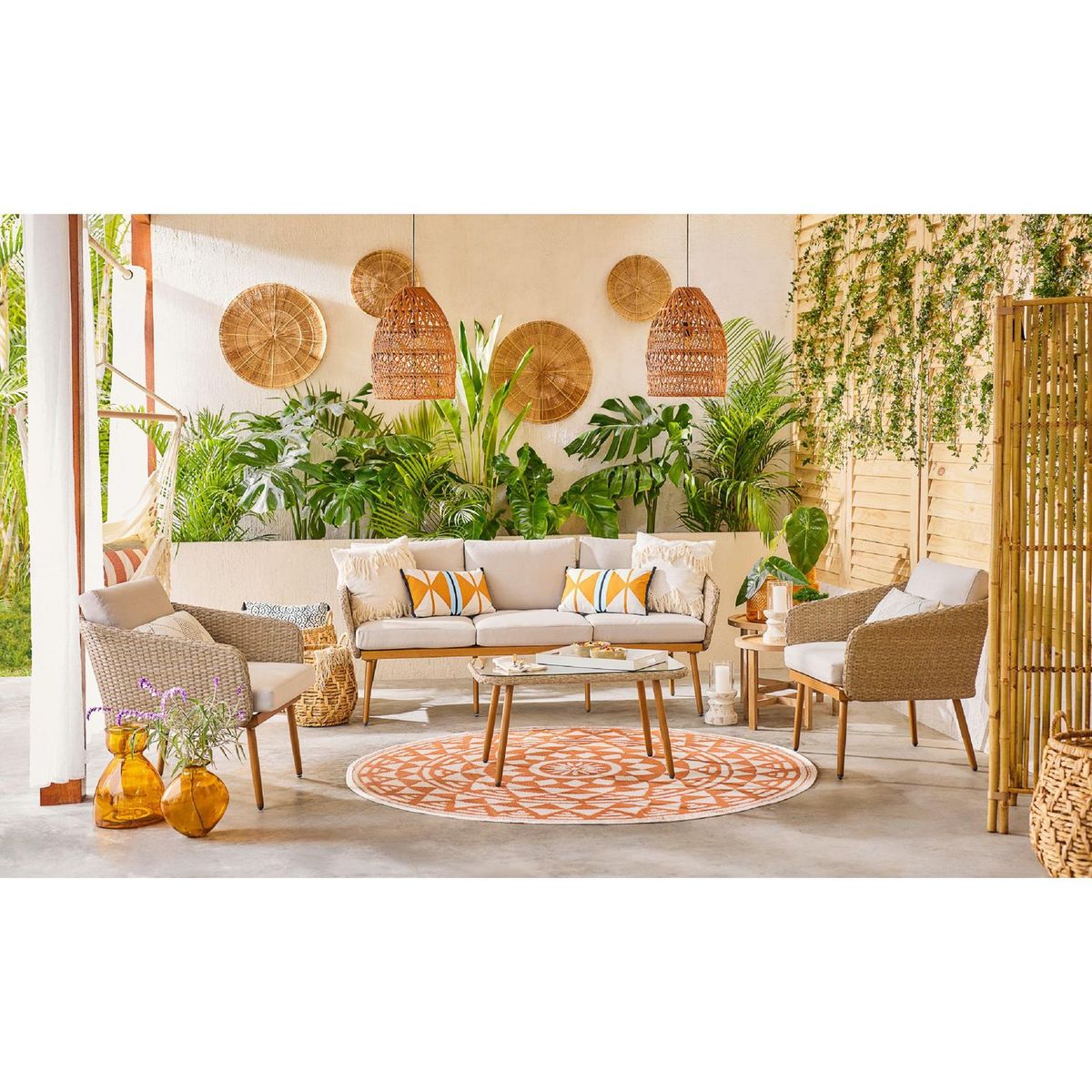 JUST HOME COLLECTION - Juego de Living de Terraza Genova 5 Personas Beige