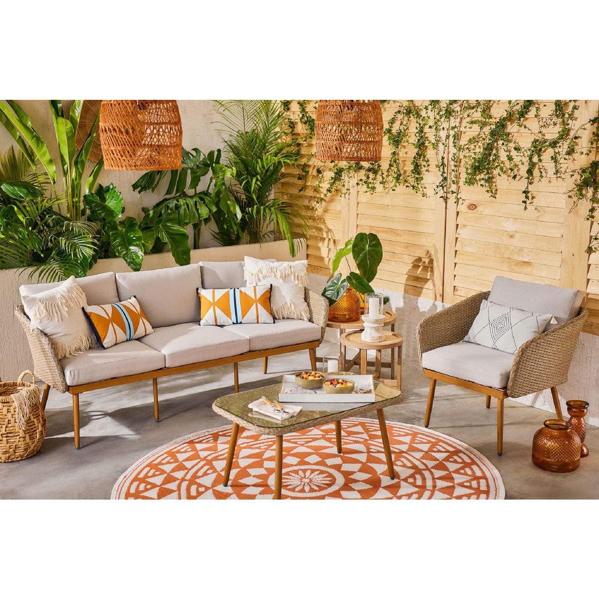 JUST HOME COLLECTION - Juego de Living de Terraza Genova 5 Personas Beige