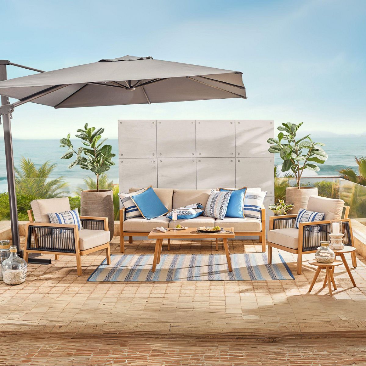 JUST HOME COLLECTION - Juego de Living de Terraza Andalucia 5 Personas Beige