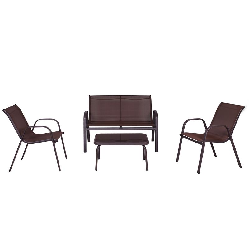 JUST HOME COLLECTION - Juego de Living de Terraza Sling 4 Personas Café Oscuro