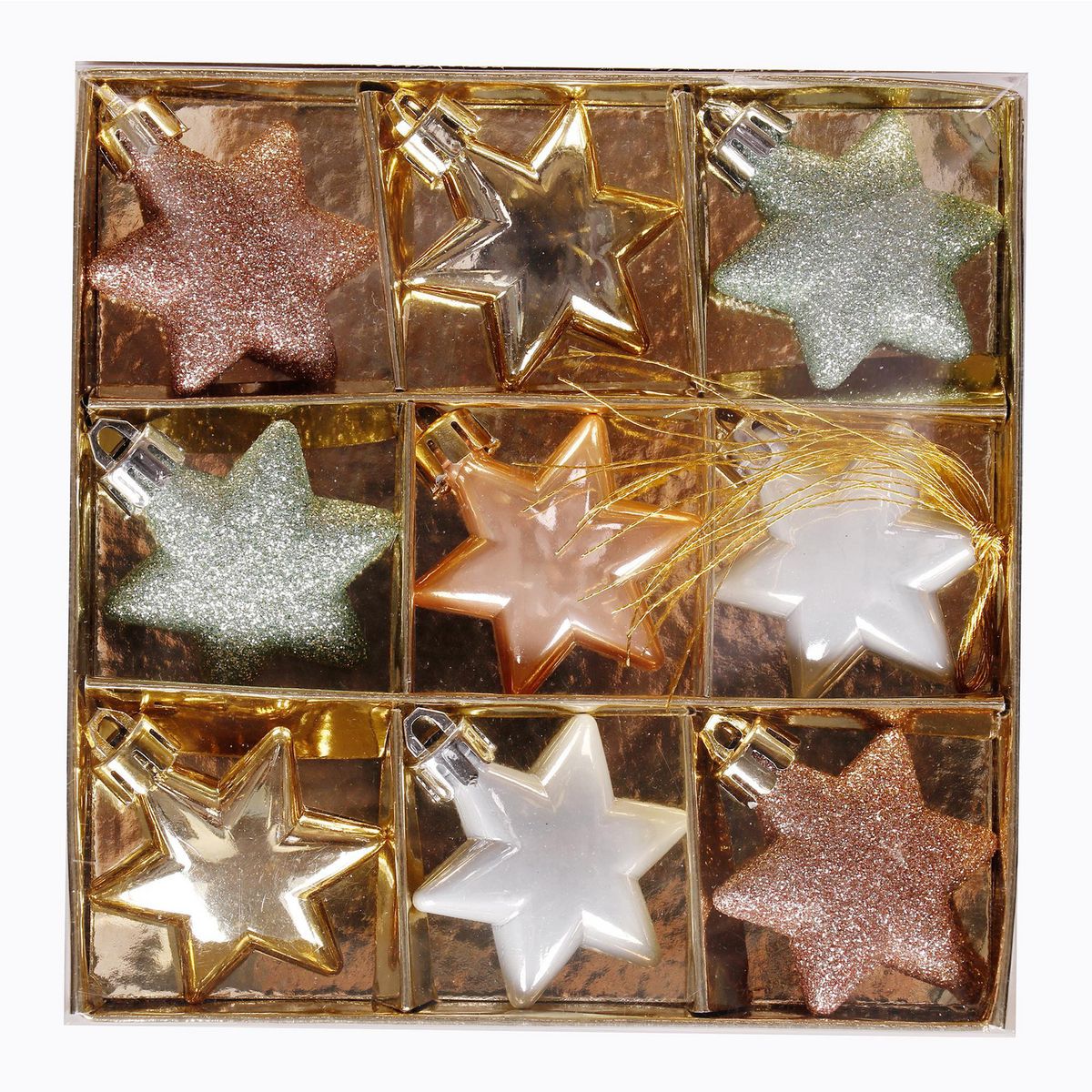 DEAR SANTA - 9 Adornos de Árbol de Navidad Estrellas 5cm