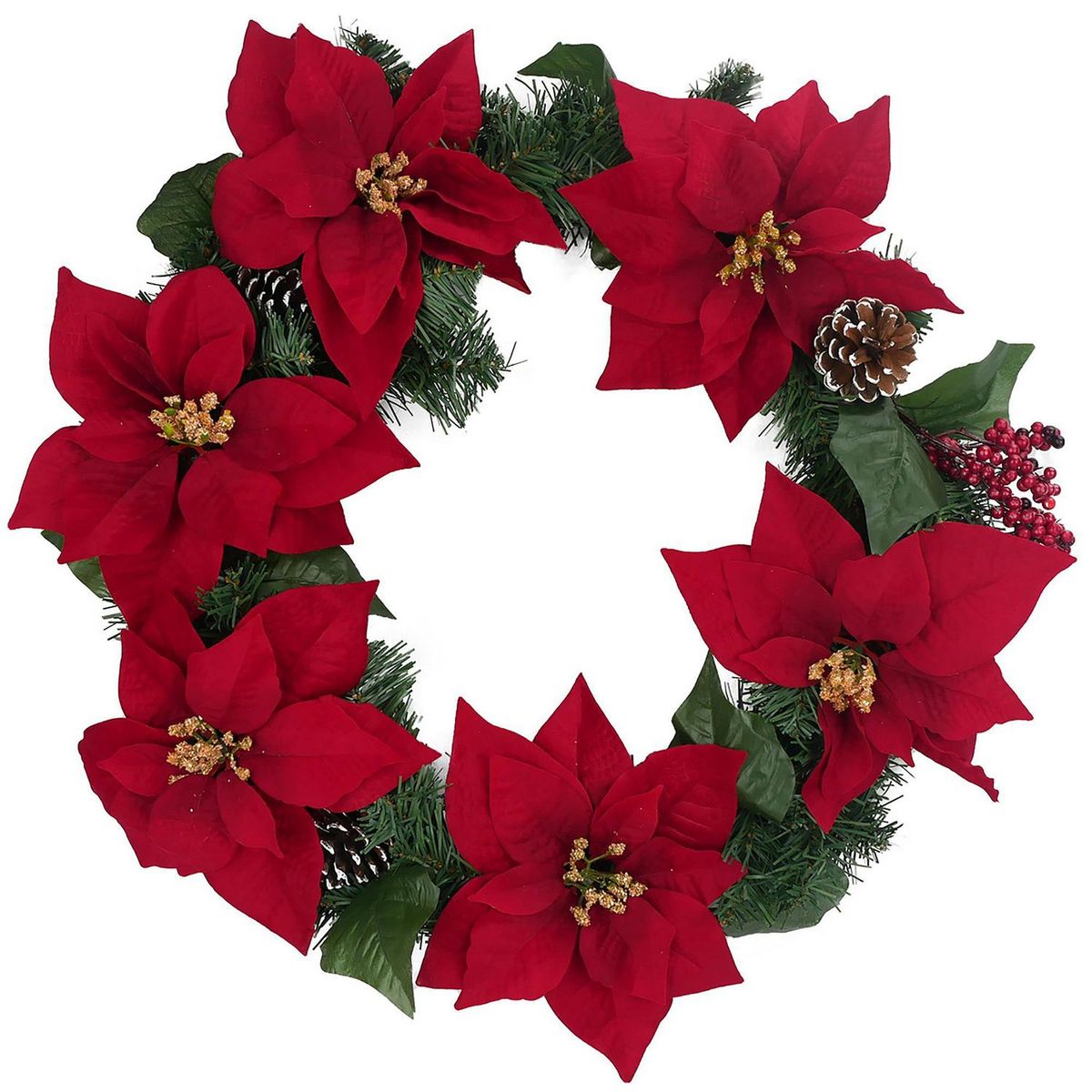 DEAR SANTA - Corona Navidad Ponsettia Luces LED 60cm