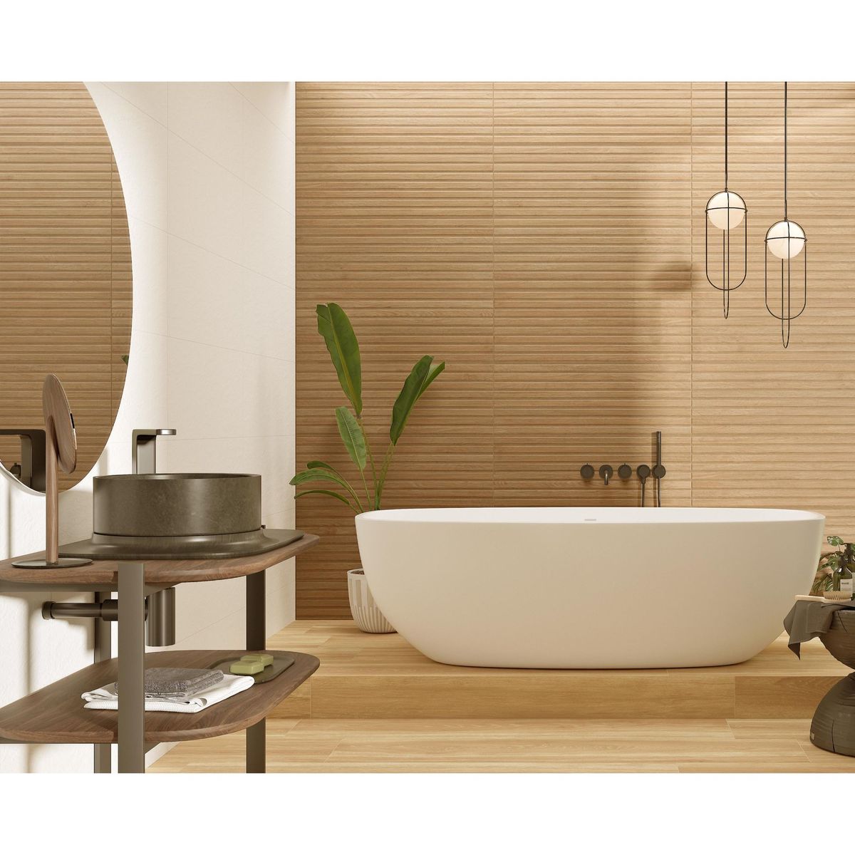 STN - Cerámica Japón Roble Marrón 33.3x90cm 1.2m2 para muro