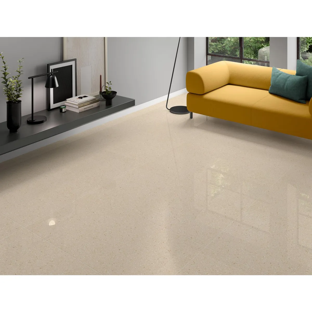 STN - Porcelanato Beige 60x60cm 1.40m2 Cementicio Alto brillo